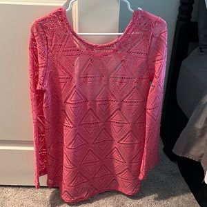 Pink mesh top/cover up